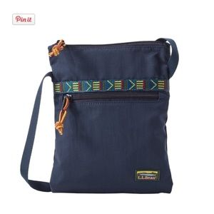L.L. Bean Navy Crossbody Bag with Patterned Strap